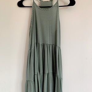 Green & White Striped Dress